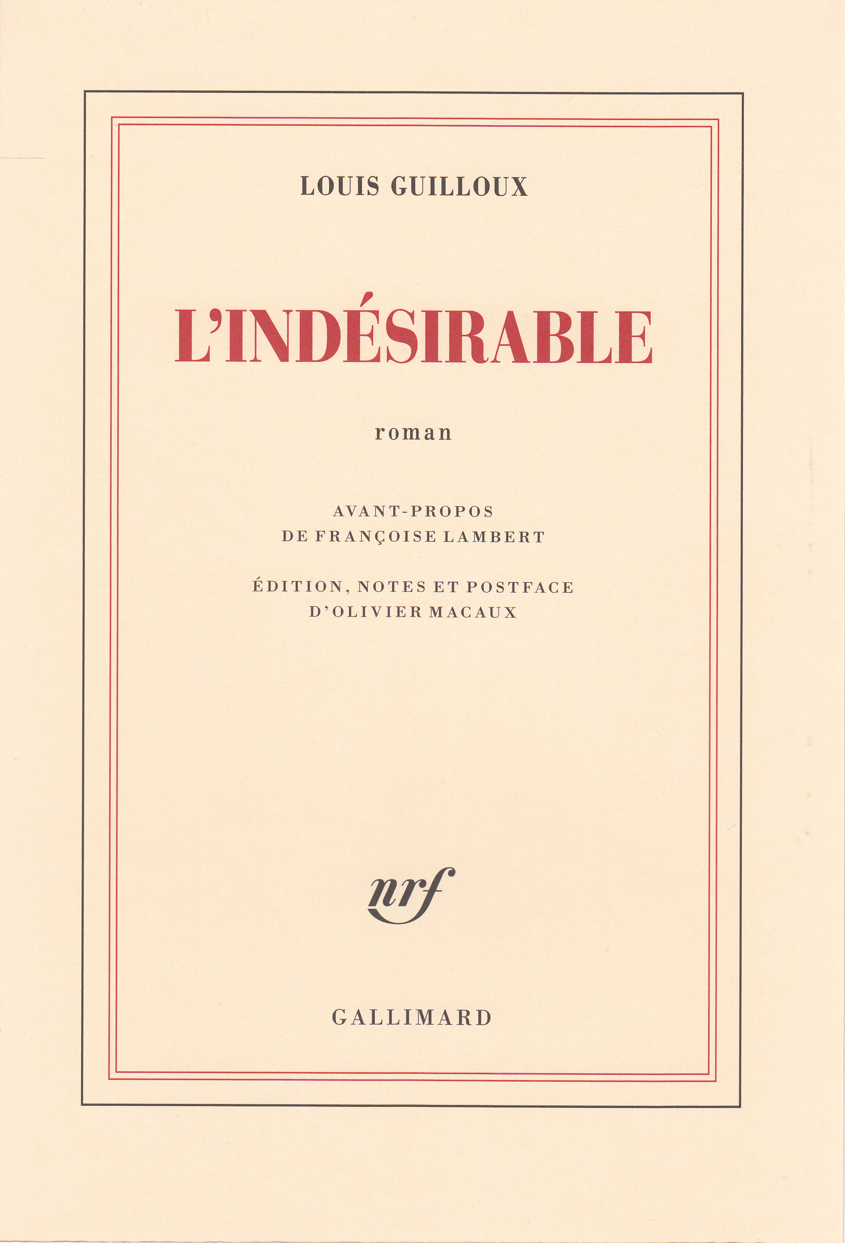 Parution de l’Indésirable, un premier roman inédit de Louis Guilloux